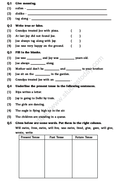 Cbse Class 1 English Practice Worksheets
